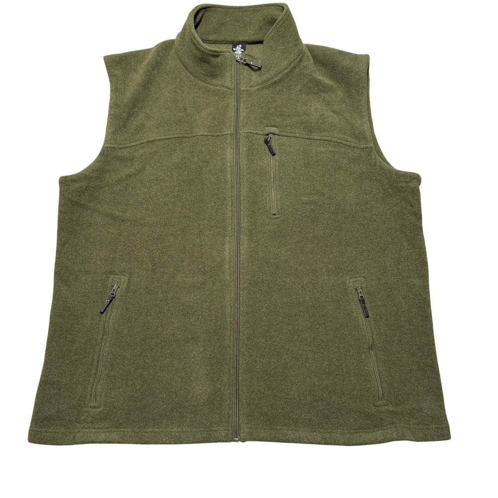 Woolx Stowe Merino Wool Vest Mens XL Green Full Zip Outdoor Layering Pockets